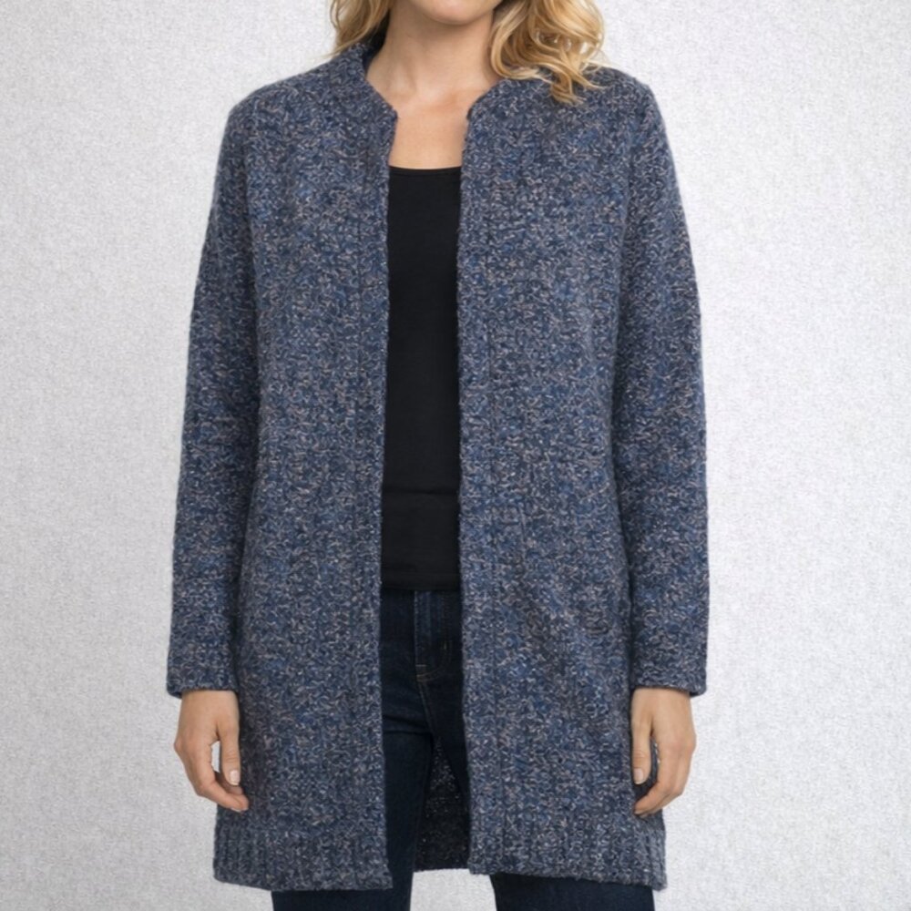 Cocogio Longline Knit Button up Cardigan Wool Blend Long Sleeve Collarless